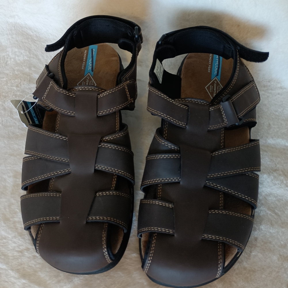 St John's Bay men's DRY+COOL memory foam sandals Brown size 12m